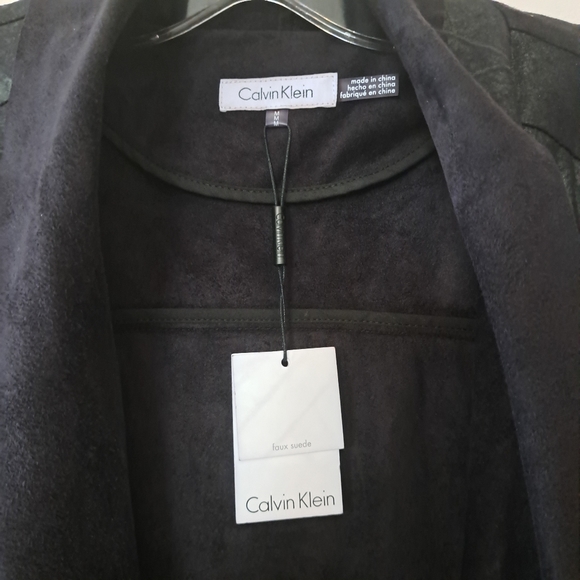 Calvin Klein Moto faux-suede draped Jacket - Picture 3 of 7
